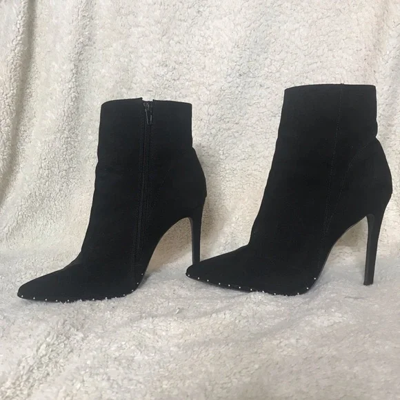 Qupid Shoes Black Studded High Heel Booties Poshmark